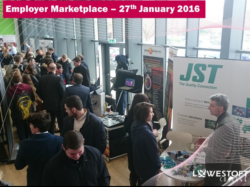 Students and companies at the Lowestoft Collage Employer Marketplace 